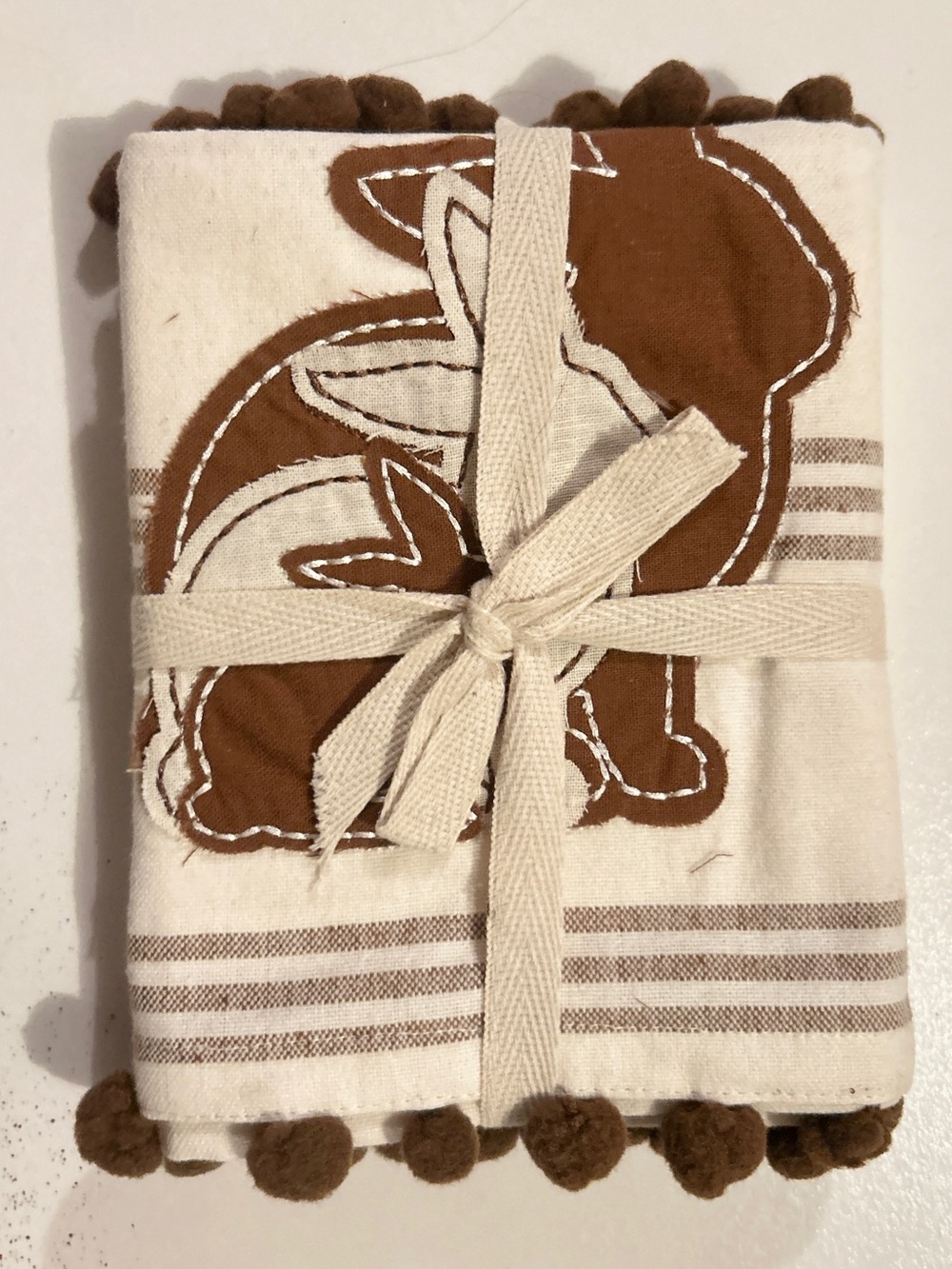 NWT VHC Brands Bunny Hop Silhouette Tea Towels Set of 2 Farmhouse Easter Decor